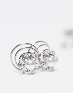 Hair Accessories*True Decadence Floral Crystal Hair Twist Multipack In Pack Of 6 Silver