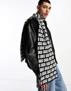 Scarves*UGG Repeat Logo Scarf In Black