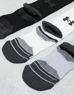 Socks*Under Armour Performance Tech 3 Pack Crew Socks In Grey White And Black Multi