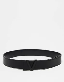 Belts*Valentino Bags Amaretto Belt In With Tonal V Logo Black