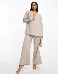 Suits & Tailoring*Vero Moda Aware Oversized Pinstripe Blazerand Wide Leg Trouser Co-Ord In Stone
