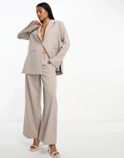 Suits & Tailoring*Vero Moda Aware Oversized Pinstripe Blazerand Wide Leg Trouser Co-Ord In Stone