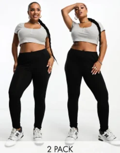 Multipacks*Vero Moda Curve 2 Pack Leggings In Black