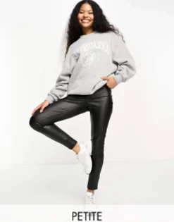 Trousers & Leggings*Vero Moda Petite Skinny Leather Look Legging In Black