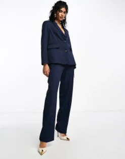 Suits & Tailoring*Vila Twill Tailored Oversized Blazer And Wide Leg Trouser Co-Ord In Navy