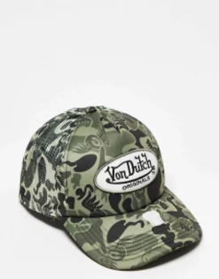 Caps*Von Dutch Tampa Trucker Camp In Camo Print Green