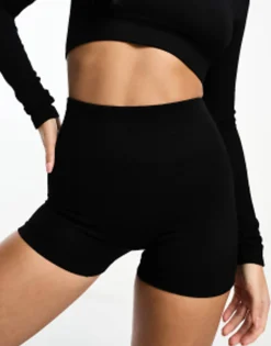 Sportswear*4505 Wb Seamless Rib Booty Short And Long Sleeve In Black