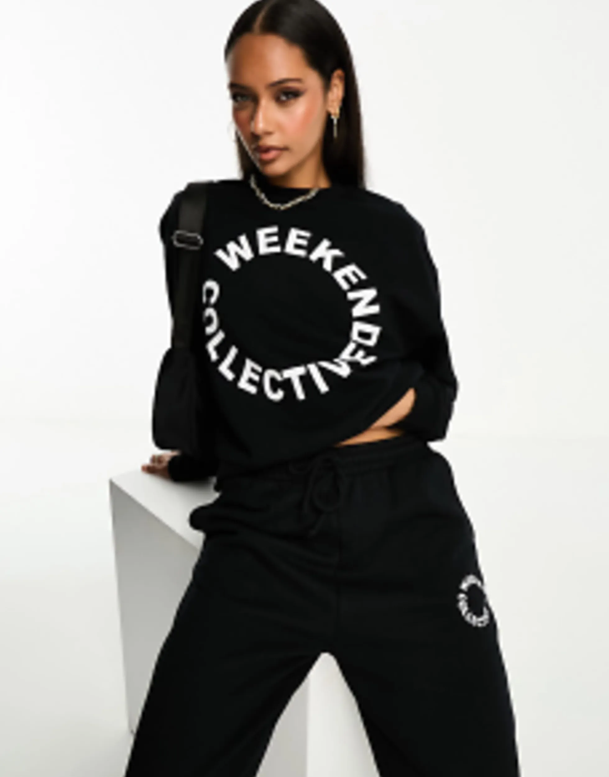 Tracksuits & Joggers*WEEKEND COLLECTIVE Co-Ord Oversized Jogger And Sweatshirt With Logo In Blac