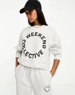 Tracksuits & Joggers*WEEKEND COLLECTIVE Co-Ord Oversized Jogger And Sweatshirt With Logo In Grey