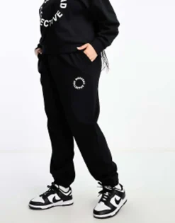 Tracksuits & Joggers*WEEKEND COLLECTIVE Curve Co-Ord Oversized Jogger With Logo In Black