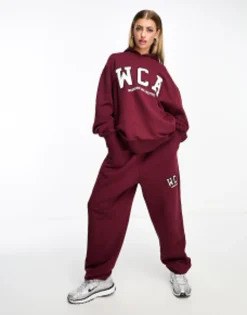 Tracksuits & Joggers*WEEKEND COLLECTIVE Oversized Jogger And Tshirt With Wca Logo In Burgundy