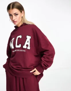 Tracksuits & Joggers*WEEKEND COLLECTIVE Oversized Jogger And Tshirt With Wca Logo In Burgundy