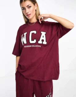 Tracksuits & Joggers*WEEKEND COLLECTIVE Oversized Jogger And Tshirt With Wca Logo In Burgundy